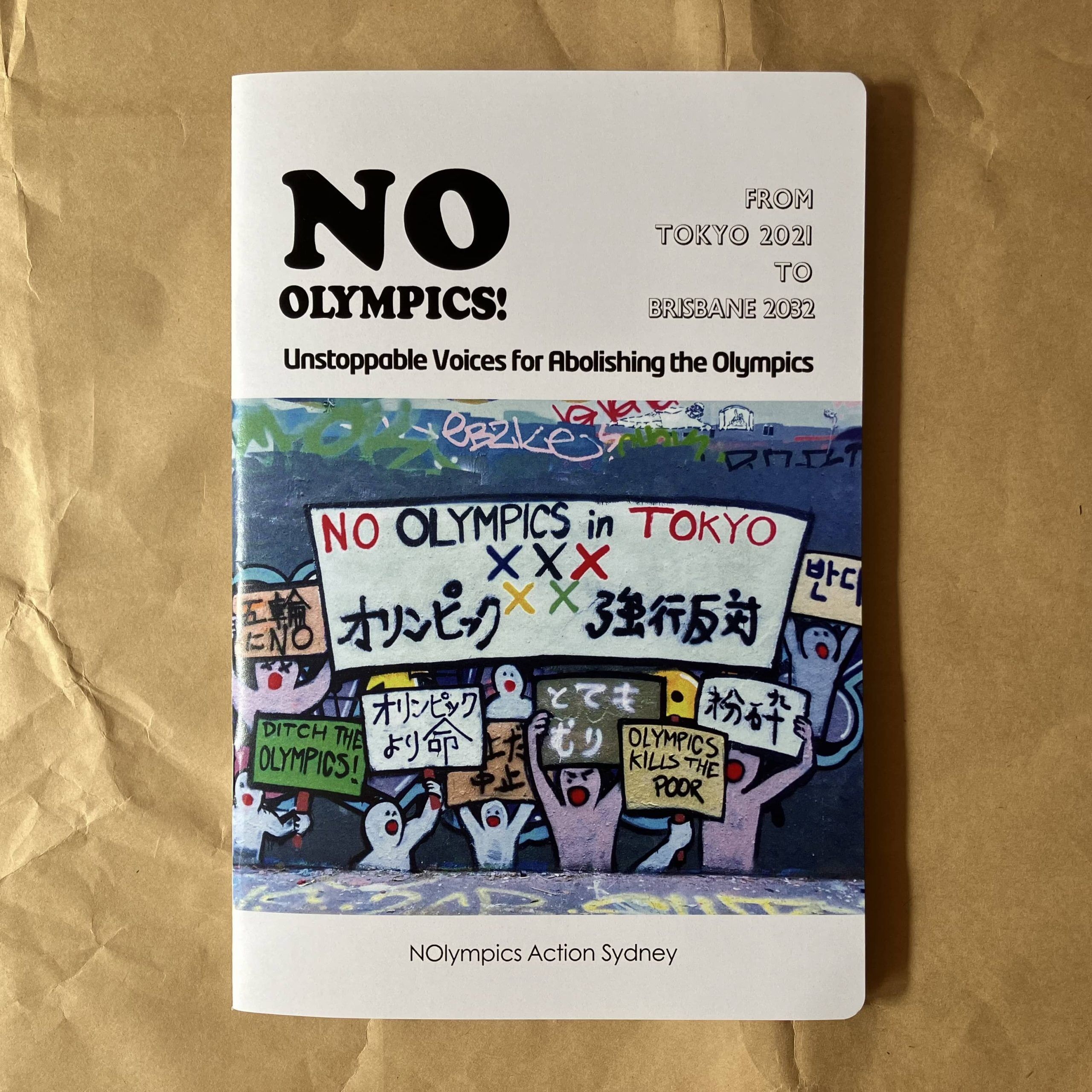 Cover of the zine No Olympics!: From Tokyo 2021 to Brisbane 2032